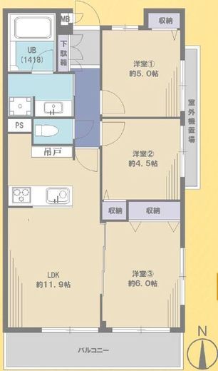 グランイーグル川崎東Ⅱ 3階 間取り図