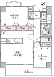 朝日シティパリオ高輪台 2階 間取り図