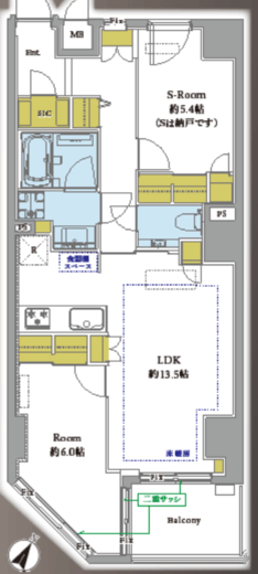 リシェ広尾 4階 間取り図