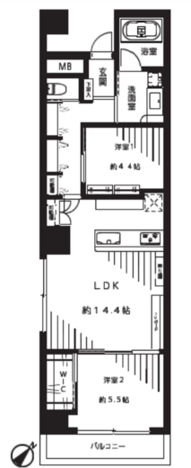 リヴシティ西早稲田 2階 間取り図