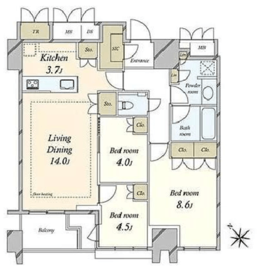 リヴシティ西早稲田 18階 間取り図
