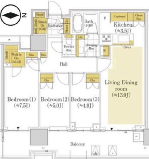 リヴシティ西早稲田 21階 間取り図
