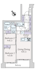 グランスイート不動前シティテラス 5階 間取り図