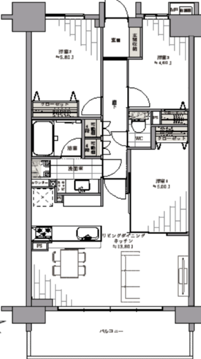 サンクタス南品川 7階 間取り図