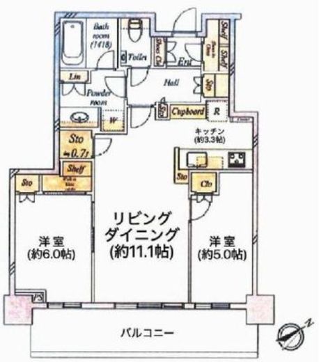 グローバルフロントタワー 15階 間取り図