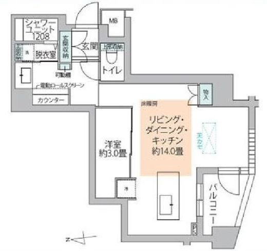 サンウッド西麻布 2階 間取り図