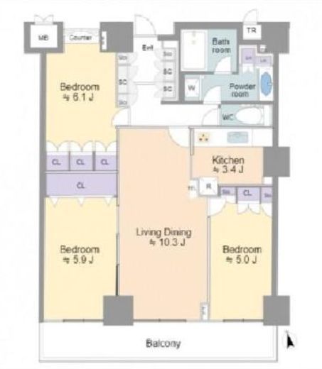 プラウドフラット神楽坂2 21階 間取り図