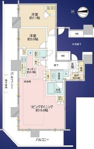 プラウドフラット神楽坂2 22階 間取り図