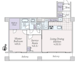 ヴェーゼント赤坂新坂 2階 間取り図