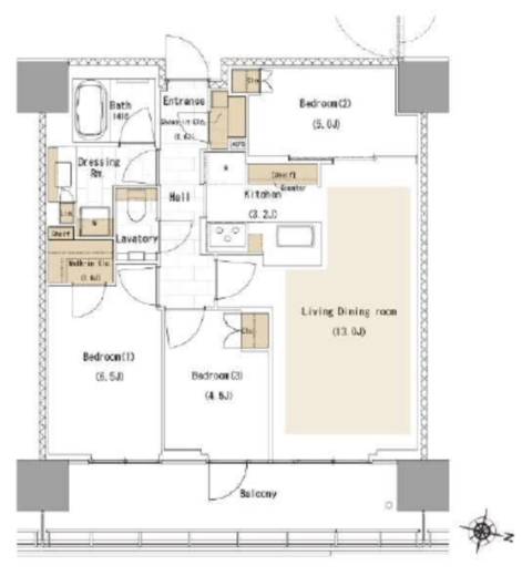 リビオタワー品川 27階 間取り図