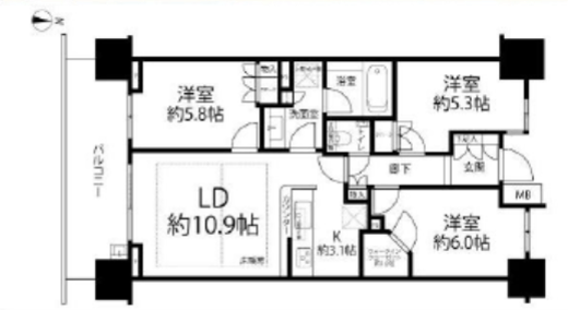 パークホームズ押上 5階 間取り図