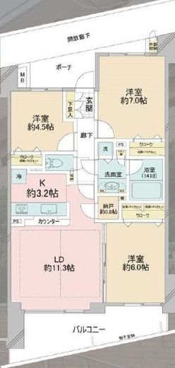 中野坂上パークホームズ 5階 間取り図