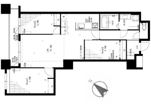 コスモ東京ベイタワー 14階 間取り図