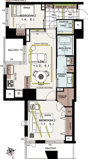 高輪シティハウス 2階 間取り図