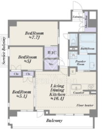 リストレジデンス目黒本町 2階 間取り図