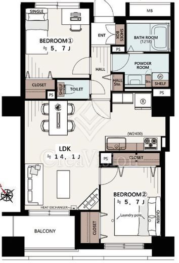ヴィルヌーブタワー横浜･関内 9階 間取り図