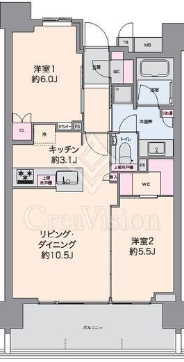 プラウド東神奈川 2階 間取り図