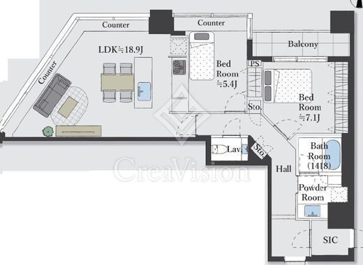 ブリリアタワー東京 22階 間取り図