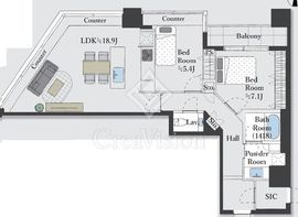 ブリリアタワー東京 22階 間取り図