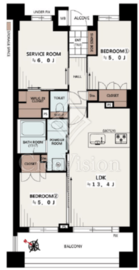 ジオ・イニシア武蔵小杉 6階 間取り図