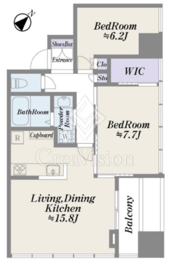 プレミストタワー白金高輪 13階 間取り図
