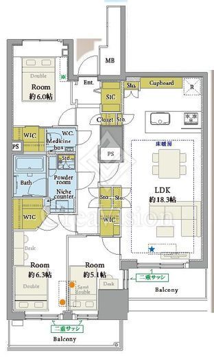 アトラスタワー北千住 24階 間取り図