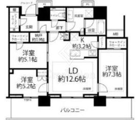 プラウドタワー目黒MARC 27階 間取り図