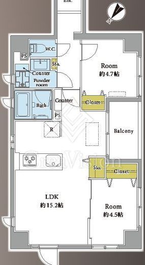 グリーンパーク日本橋参番館 9階 間取り図