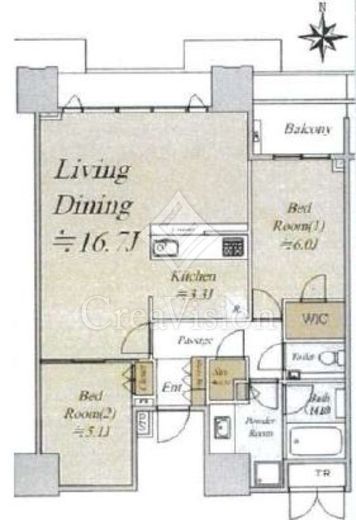 ドゥ・トゥール 18階 間取り図