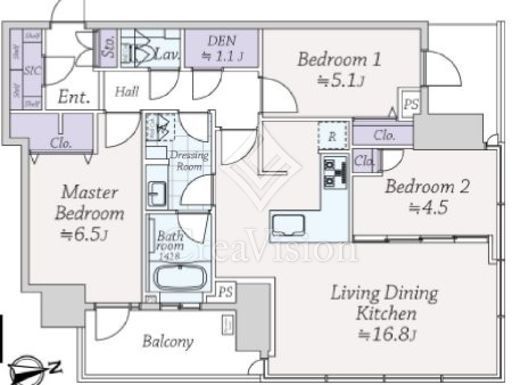 パークシティ中央湊ザタワー 20階 間取り図