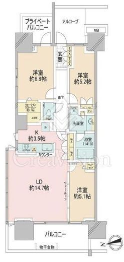 グランドメゾン品川シーサイドの杜 5階 間取り図