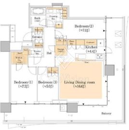 HARUMI FLAG SUN VILLAGE T棟 (晴海フラッグ サンヴィレッジ T棟) 32階 間取り図