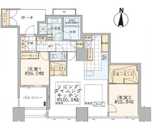 ワールドシティタワーズ アクアタワー 25階 間取り図