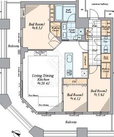 芝浦アイランド ケープタワー 34階 間取り図