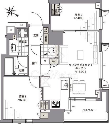 シティハウス勝どきステーションコート 5階 間取り図
