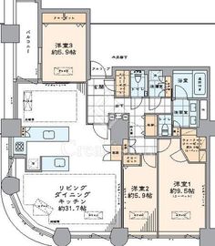 センチュリーパークタワー 49階 間取り図