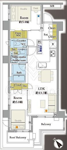 オープンレジデンシア代々木上原 5階 間取り図
