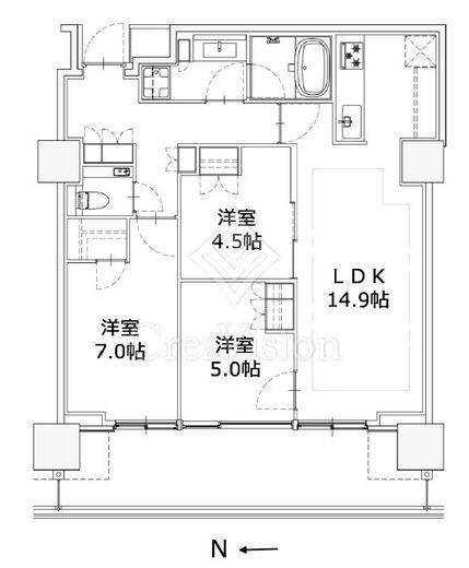プラウド恵比寿ヒルサイドガーデン 5階 間取り図