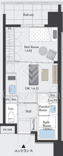 ライオンズアイル渋谷松濤 6階 間取り図