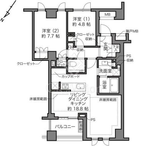 プラウド上原 3階 間取り図