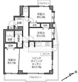 朝日マンション大崎 4階 間取り図