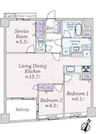 ジェイパーク目黒2リバーサイドステージ 2階 間取り図