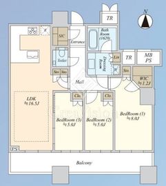 パークタワーグランスカイ 25階 間取り図
