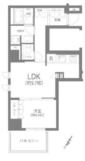 フレンシア麻布十番サウス 4階 間取り図