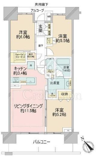 プラウド清澄白河リバーサイド 14階 間取り図