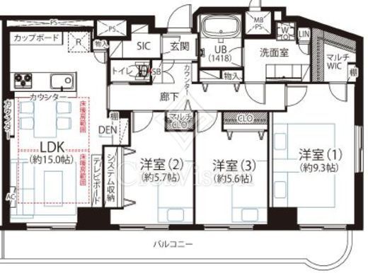 フロール巣鴨 13階 間取り図