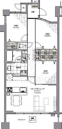 アクシア広尾 5階 間取り図