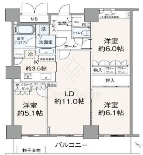 リーデンスタワー 24階 間取り図