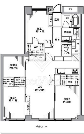 日商岩井大岡山第2マンション 3階 間取り図