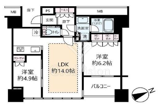 ローレルタワールネ浜松町 17階 間取り図